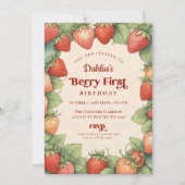 Aardbei 1e verjaardag Berry Eerste Verjaardag Kaart (Voorkant)