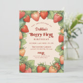 Aardbei 1e verjaardag Berry Eerste Verjaardag Kaart (Staand voorkant)