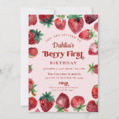 Aardbei 1e verjaardag Berry Eerste Verjaardag Kaart (Voorkant)