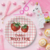 Aardbei 1e verjaardag Berry Eerste Verjaardag Papieren Bordje (Feest)