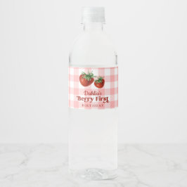 Aardbei 1e verjaardag Berry Eerste Verjaardag Waterfles Etiket