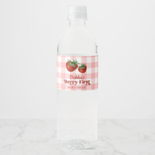 Aardbei 1e verjaardag Berry Eerste Verjaardag Waterfles Etiket
