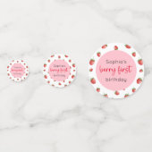 Aardbei 1e Verjaardag Berry Eerste Wit Confetti (Achterkanten)