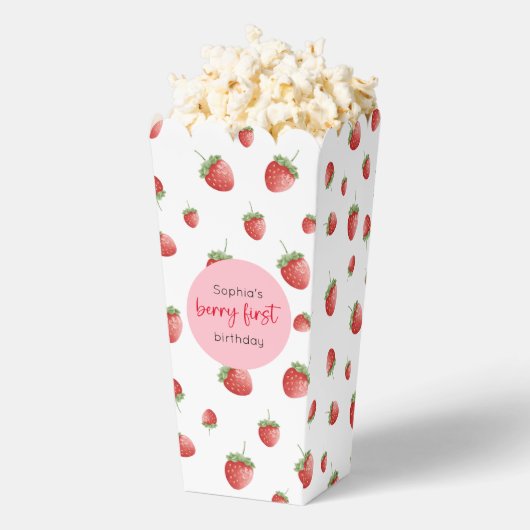 Aardbei 1e verjaardag Berry First Bedankdoosjes (Popped)