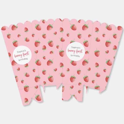 Aardbei 1e verjaardag Berry First Bedankdoosjes (Ongevouwen)