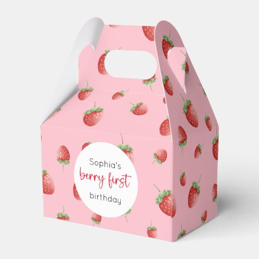 Aardbei 1e verjaardag Berry First Bedankdoosjes (Achterkant)