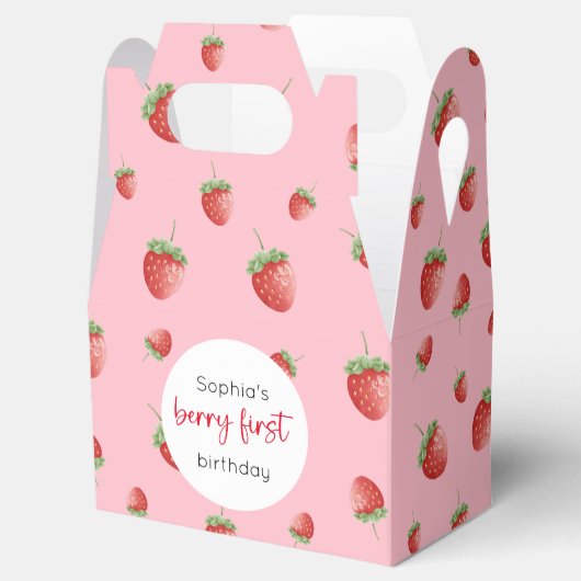 Aardbei 1e verjaardag Berry First Bedankdoosjes (Geopend)