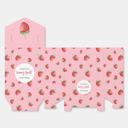 Aardbei 1e verjaardag Berry First Bedankdoosjes (Ongevouwen)