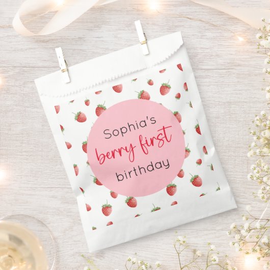 Aardbei 1e verjaardag Berry First Bedankzakje (Geknipt)