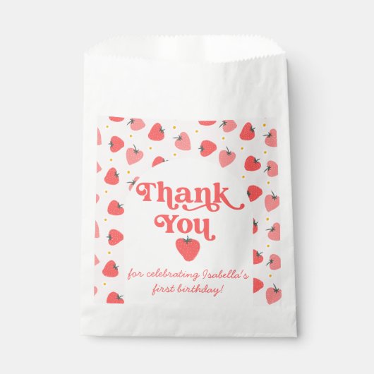 Aardbei 1e verjaardag Berry First Dank u Bedankzakje (Voorkant)