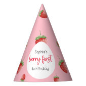 Aardbei 1e verjaardag Berry First Feesthoedjes (Voorkant)