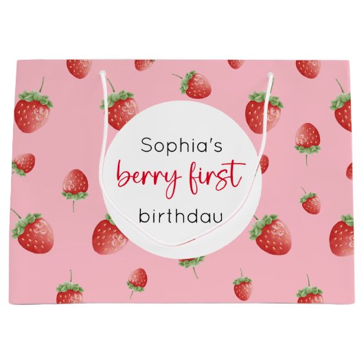 Aardbei 1e verjaardag Berry First Groot Cadeauzakje (Voorkant)