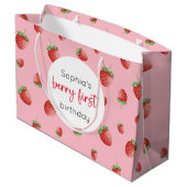 Aardbei 1e verjaardag Berry First Groot Cadeauzakje (Achterkant Gekanteld)
