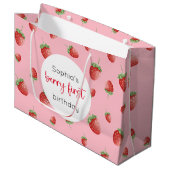 Aardbei 1e verjaardag Berry First Groot Cadeauzakje (Voorkant Gekanteld)