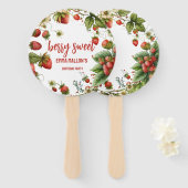 Aardbei 1e verjaardag Berry First Handwaaier (Voorkant en achterkant)