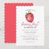 Aardbei 1e verjaardag Berry First Kaart (Voorkant / Achterkant)