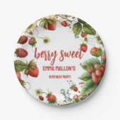 Aardbei 1e verjaardag Berry First Papieren Bordje (Voorkant)