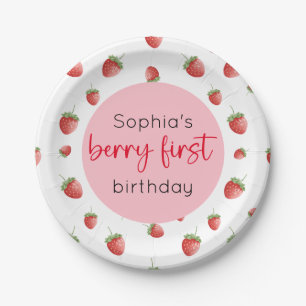 Aardbei 1e verjaardag Berry First Papieren Bordje