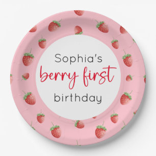 Aardbei 1e verjaardag Berry First Papieren Bordje