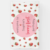 Aardbei 1e verjaardag Berry First Spandoek (Verticaal)