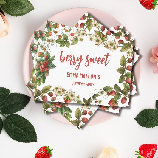 Aardbei 1e verjaardag Berry First Tissuepapier