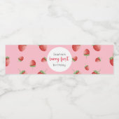 Aardbei 1e verjaardag Berry First Waterfles Etiket (Enkel label)