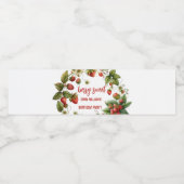 Aardbei 1e verjaardag Berry First Waterfles Etiket (Enkel label)