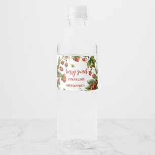 Aardbei 1e verjaardag Berry First Waterfles Etiket