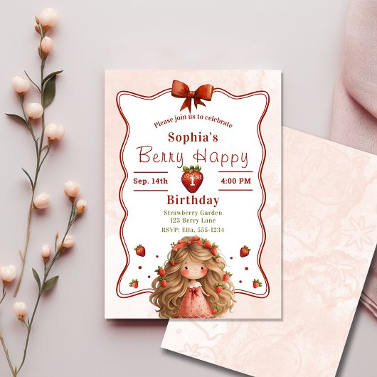 Aardbei 1e verjaardag | Berry Happy Theme Kaart