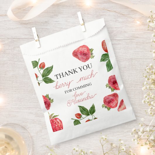 Aardbei 1e verjaardag Berry Sweet Bedankzakje (Geknipt)