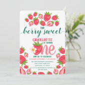 Aardbei 1e verjaardag Berry Sweet Cute Kaart (Staand voorkant)