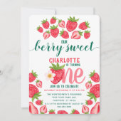 Aardbei 1e verjaardag Berry Sweet Cute Kaart (Voorkant)