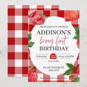 Aardbei 1e verjaardag Berry Sweet Kaart (Voorkant / Achterkant)