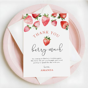 Aardbei 1e verjaardag Berry Sweet One  Bedankkaart