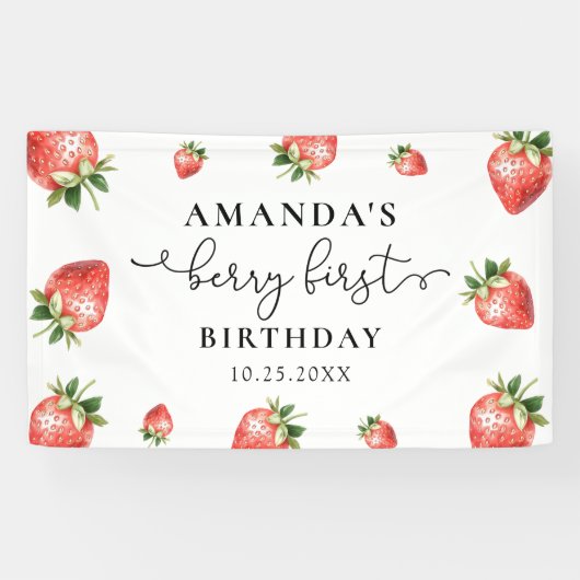 Aardbei 1e verjaardag Berry Sweet One Spandoek (Horizontaal)