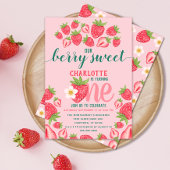 Aardbei 1e verjaardag Berry Sweet Pink Kaart
