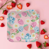 Aardbei 1e Verjaardag Berry Sweet Pink Paper Pla Papieren Bordje