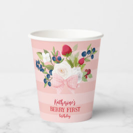 Aardbei 1e verjaardag Berry Sweet Pink Papieren Bekers