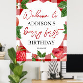 Aardbei 1e verjaardag Berry Sweet Poster (Thuiskantoor)