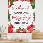 Aardbei 1e verjaardag Berry Sweet Poster (Keuken)