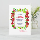 Aardbei 1e verjaardag Bes Eerste Kaart (Staand voorkant)
