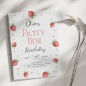 Aardbei 1e verjaardag bessen eerste lief meisje kaart