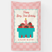 Aardbei 1e verjaardag Checker mand Spandoek (Verticaal)