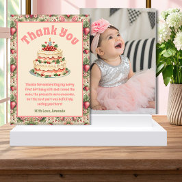  Aardbei 1e Verjaardag Dank u Kaart