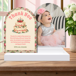  Aardbei 1e Verjaardag Dank u Kaart