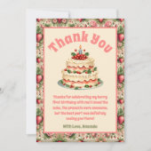 Aardbei 1e Verjaardag Dank u Kaart (Voorkant)