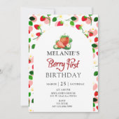 Aardbei 1e verjaardag | Eerste Berry Kaart (Voorkant)