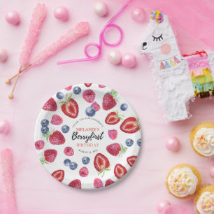 Aardbei 1e verjaardag   Eerste Berry Papieren Bordje