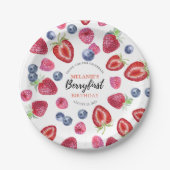 Aardbei 1e verjaardag | Eerste Berry Papieren Bordje (Voorkant)