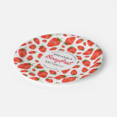 Aardbei 1e verjaardag | Eerste Berry Papieren Bordje (Gekanteld)